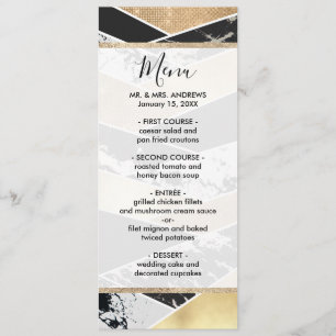 Geometric Modern Guld Black White Glitter Meny