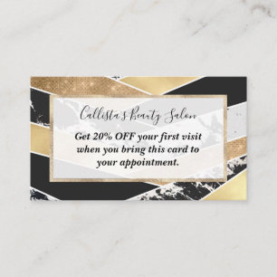 Geometric Modern Guld Black White Glitter Rabattkort