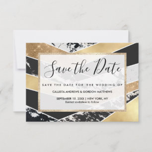Geometric Modern Guld Black White Glitter Spara Datumet