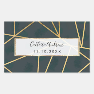 Geometric Modern Guld Grönt Brushstroke Rektangulärt Klistermärke