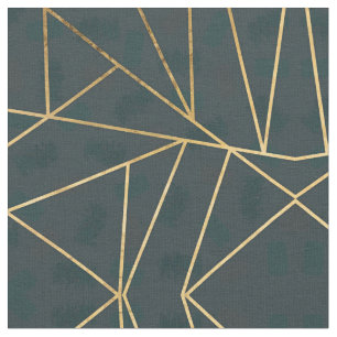 Geometric Modern Guld Grönt Brushstroke Tyg