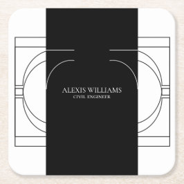 Geometric Modern Minimalist Elegant Professionell Underlägg Papper Kvadrat