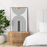 Geometric Modern Minimalist med Abstrakt i mitten  Poster<br><div class="desc">En minimalistisk modern abstrakt poster med en geometrisk utformning i mitten av århundradet i svart och guld i vitt. Perfektens tillbehör för ett hem med minimal contemporary.</div>