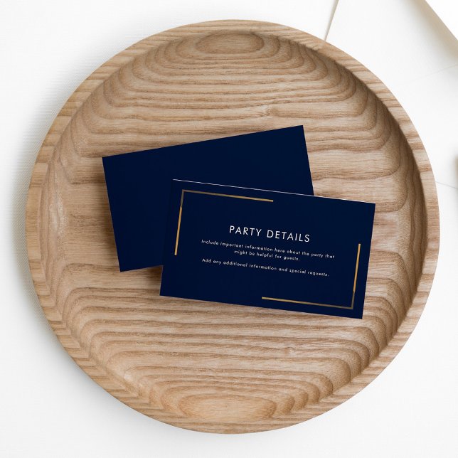 Geometric Modern Navy Blue Guld Faux Foil Geometri Tilläggskort (Graduation 2024 Navy Blue Party Details Enclosure Card)