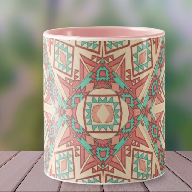 Geometric Modern Southwest Mönster Tote Två-Tonad Mugg (Skapare uppladdad)