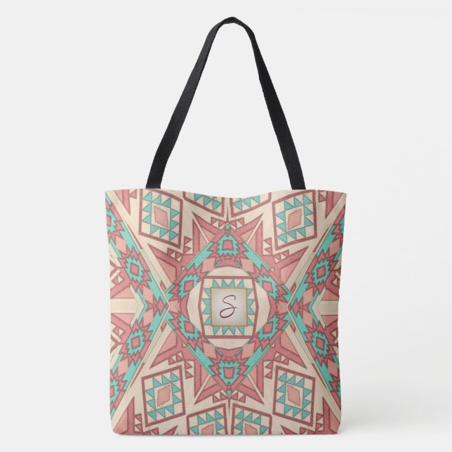 Geometric Modern Southwest Mönster Tote Tygkasse (Baksida)