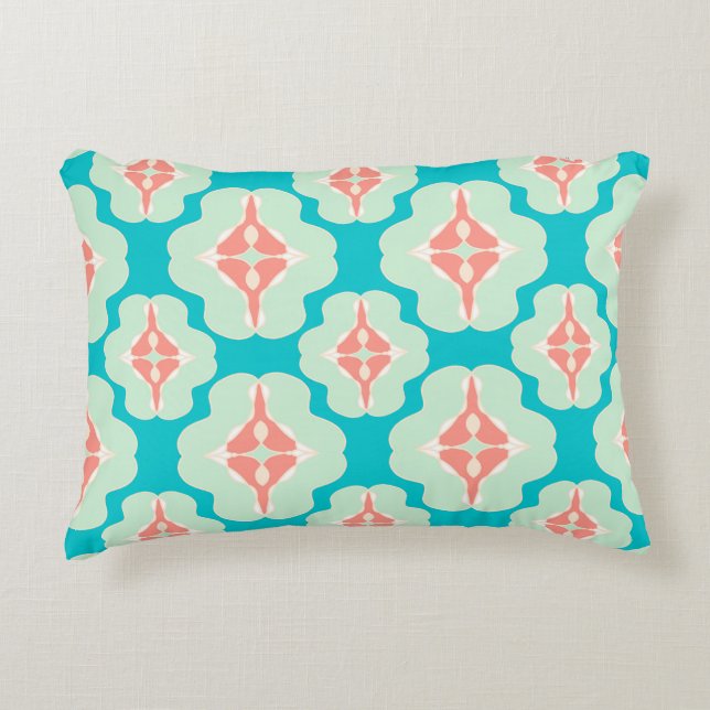 Geometric modern teal orange prydnadskudde (Framsidan)