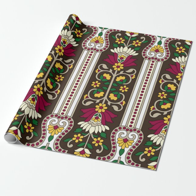 Geometric Moghul Paisley pattern on white backgrou Presentpapper (Utrullad)