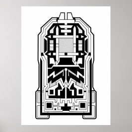 Geometric Monolith Abstrakt Black and White Poster