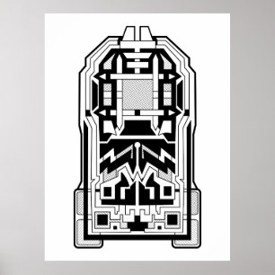 Geometric Monolith Abstrakt Black and White Poster