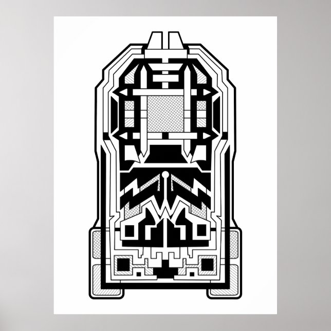 Geometric Monolith Abstrakt Black and White Poster (Framsidan)