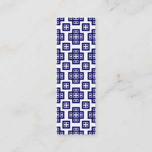 Geometric Mönster 030614 - Deep Navy on White Mini Visitkort