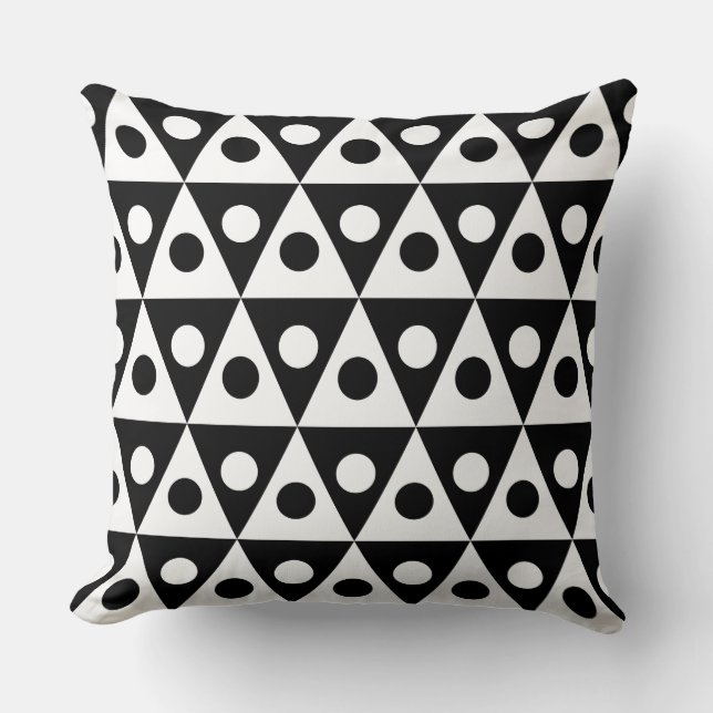 Geometric Mönster 260514 - vit på svart Kudde (Framsida)