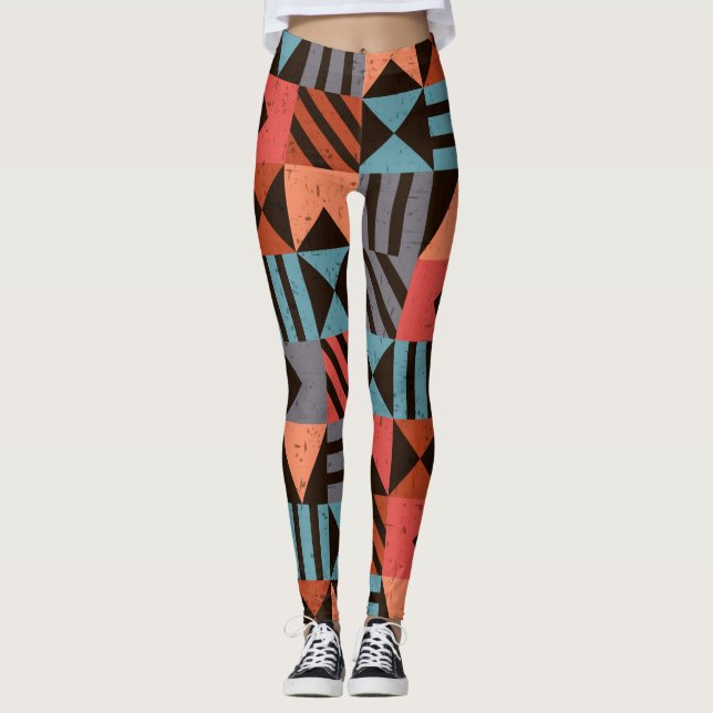 Geometric Mönster 28 Leggings (Framsida)