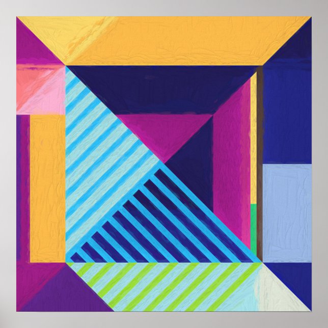 Geometric Mönster 4 Impasto Painting Poster (Framsidan)