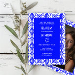 Geometric Mönster Anpassningsbar Photo Fladdermus  Inbjudningar<br><div class="desc">Perfekt-kort för att tillkännage en pub mitzvah, bat mitzvah eller annan judisk firande! Hand skapade konst åt dig! FULLT ANPASSADE! Klicka på "Anpassa" ovan om du vill redigera texten och lägga till ett eget foto. Klicka på "Redigera med verktyg" om du vill justera typsnitt, färg och placeringar och ta bort...</div>