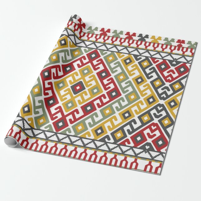 Geometric mönster, bakgrund i indiska, turkiska, s presentpapper (Utrullad)