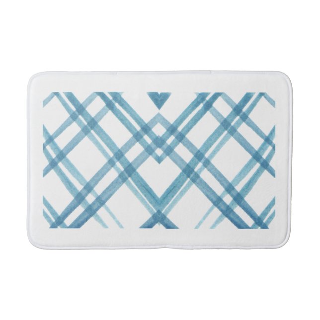 Geometric Mönster Bathmat - Bold Contemporary blue Badrumsmatta (Framsidan)