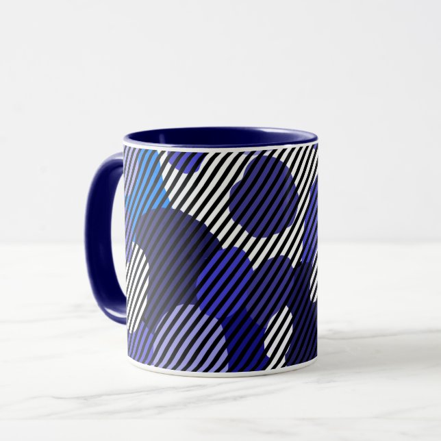 Geometric mönster blå skuggor mugg (Framsida vänster)