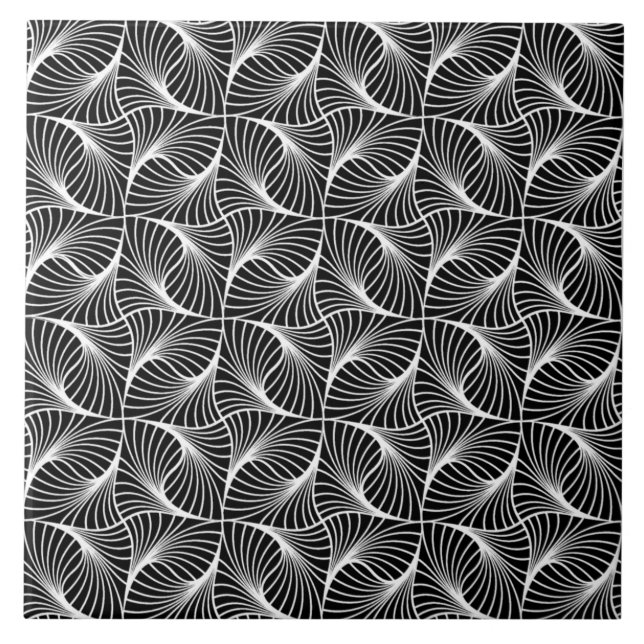 Geometric Mönster Black and White Ceramic Tile Kakelplatta (Framsidan)