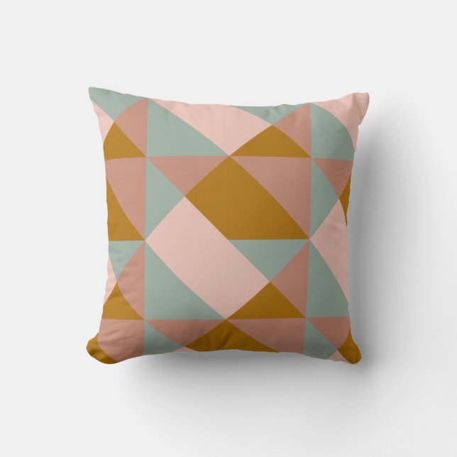 Geometric Mönster design i Earthy Pastel Färg Kudde (Framsida)