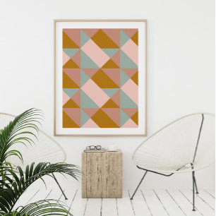 Geometric Mönster design i Earthy Pastel Färg Poster