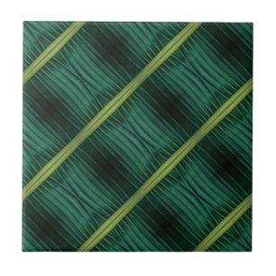 Geometric mönster Djupa grönt löv tropiska Kakelplatta