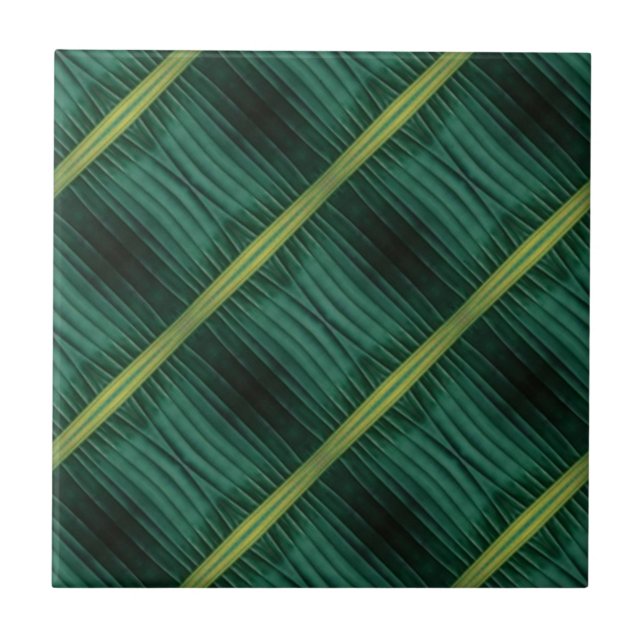 Geometric mönster Djupa grönt löv tropiska Kakelplatta (Framsidan)