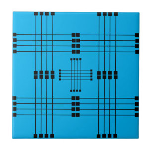 Geometric Mönster Fack Linjer Himmel Blue Kakelplatta