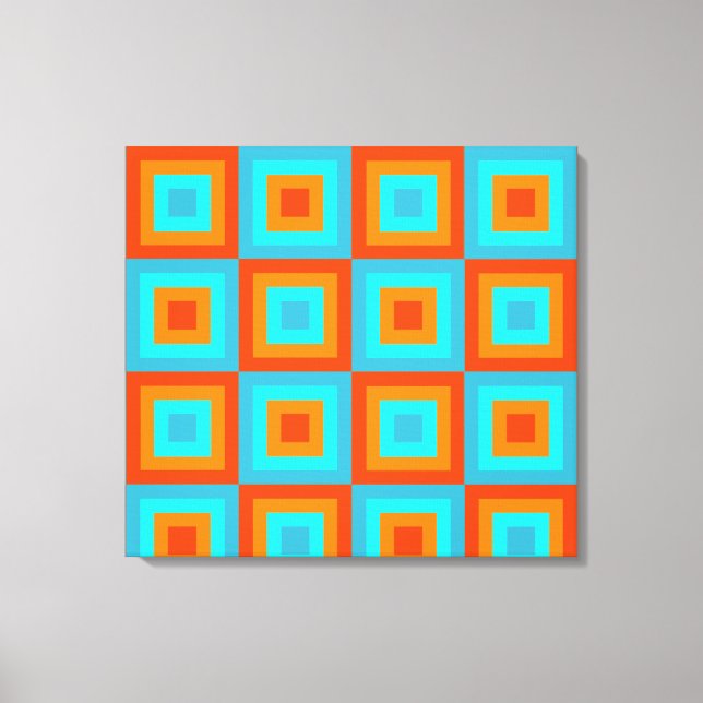 Geometric Mönster Färg Turcos Orange Canvastryck (Framsida)