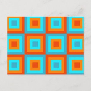 Geometric Mönster Färg Turcos Orange Vykort