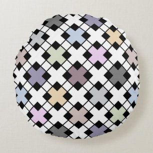 Geometric mönster, flerfärgat rund kudde