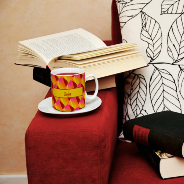 Geometric mönster fuchsia Mugg (Skapare uppladdad)