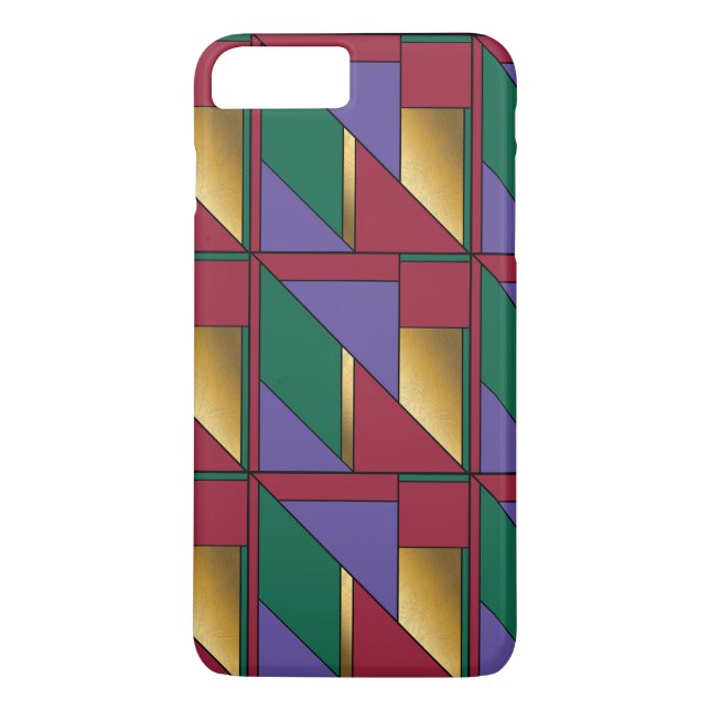 Geometric Mönster Guld Lila Grönt Red Case-Mate iPhone Skal (Baksida)