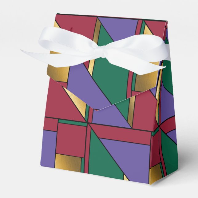 Geometric Mönster Guld Lila Grönt Red Presentaskar (Framsidan Sidan)