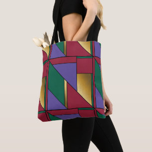Geometric Mönster Guld Lila Grönt Red Tygkasse