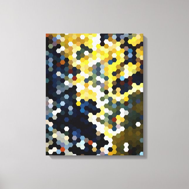Geometric Mönster | Gult och blåhexagon Canvastryck (Framsida)