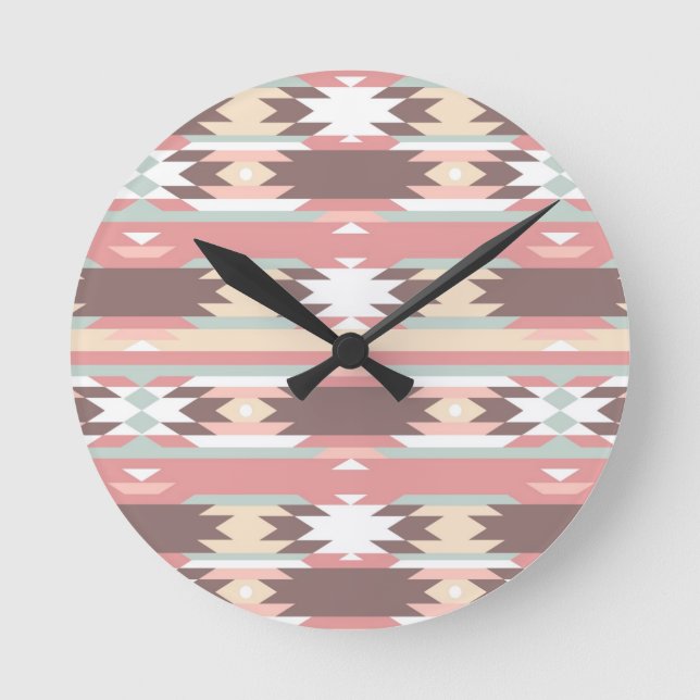 Geometric mönster i aztec stil 2 rund klocka (Framsida)