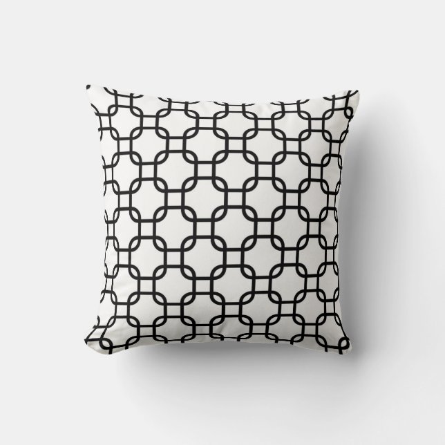 Geometric Mönster I Black and White Kudde (Framsida)