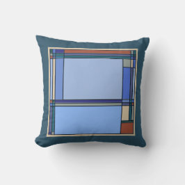 Geometric Mönster i blått och skalat konst och han Kudde