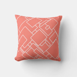 Geometric Mönster i Coral & White Modern Abstrakt Kudde