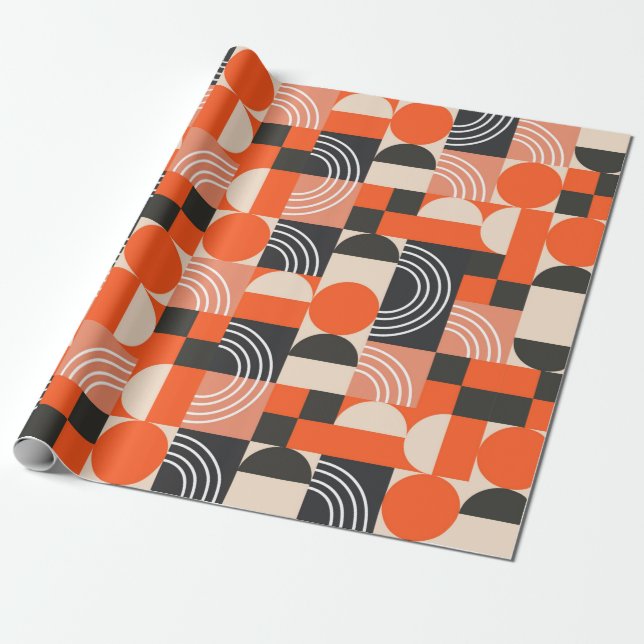 Geometric mönster i glatt färg block.  presentpapper (Utrullad)