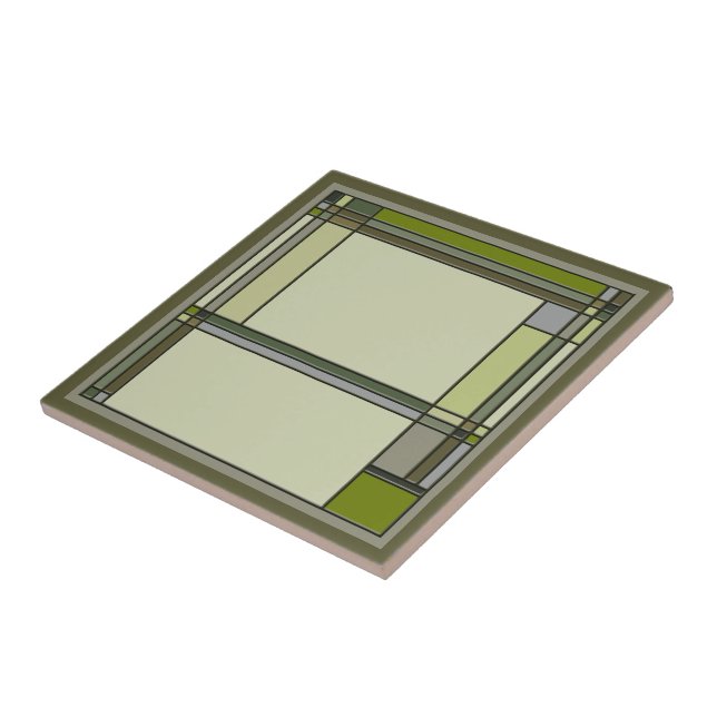 Geometric Mönster i Grönt med underbara konst och  Kakelplatta (Sidan)