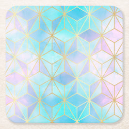 Geometric Mönster i konstglaset Underlägg Papper Kvadrat