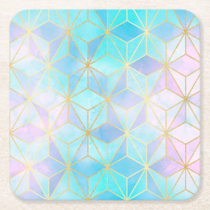Geometric Mönster i konstglaset Underlägg Papper Kvadrat