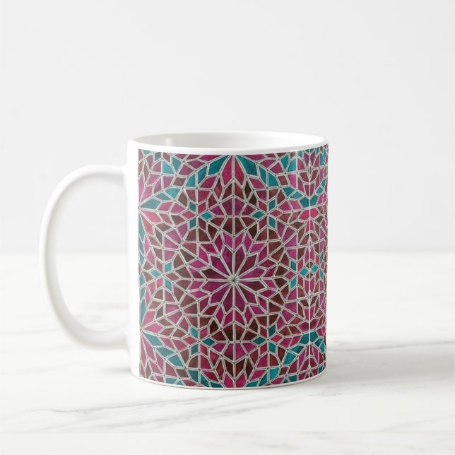 Geometric Mönster i Rosa Brown och Blue Färg Kaffemugg (Vänster)