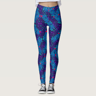 Geometric Mönster in Blues & Lila Leggings