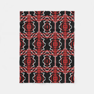 Geometric Mönster in Red, White and Black. Fleecefilt