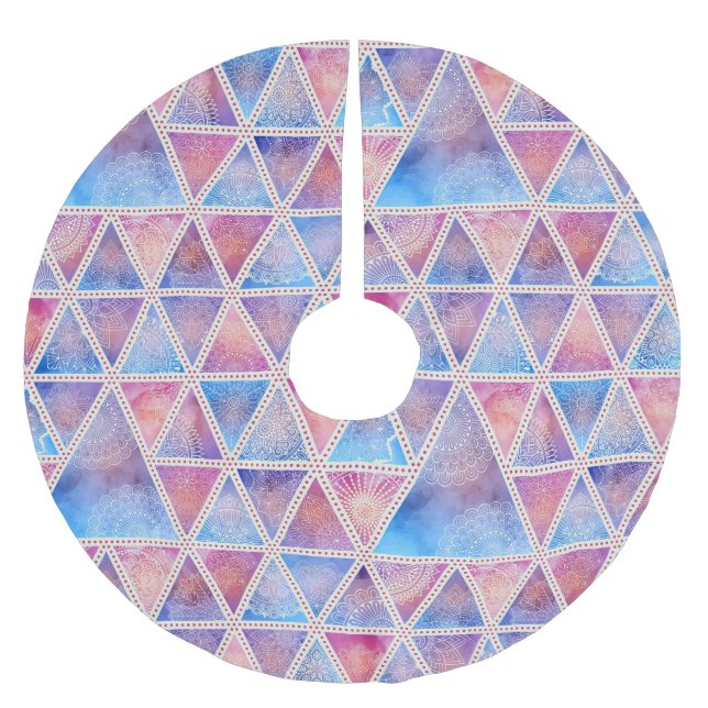 Geometric Mönster Julgransmatta Borstad Polyester (Framsidan)