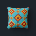 Geometric Mönster Kudde<br><div class="desc">Denna sjudande textildesign har en slående geometrisk mönster med feta diamanter och stjärnmotiv i mycket orangar och som ställs in mot en ljus turkobakgrund. De invecklade detaljerna och det levande färg skapar en fängslande syn som återspeglar kulturkonsten. Idealisk för textilier, hemdekanter eller grafikprojekt ger mönster en aning värme och energi....</div>